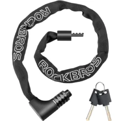 ROCKBROS 3.2FT Heavy Duty Bike Chain Lock Anti-Theft Security Lock Resettable Combination 2 Keys