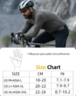 ROCKBROS Full Finger Cycling Gloves, Motorcycle Mountain Bike Gloves for Men