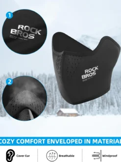 ROCKBROS Half Balaclava Mask Winter Thermal Half Mask Black Beige