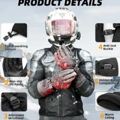 ROCKBROS Heated Gloves, Rechargeable Winter Touchscreen Gloves for Cycling, Skiing, Motorcycling