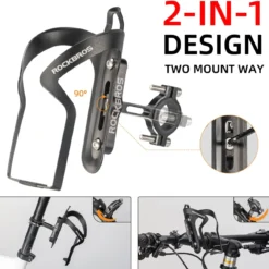 ROCKBROS 2-in-1 Bike Cup Holder Adjustable Bottle Cage for Handlebars & Seat Post