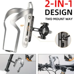 ROCKBROS 2-in-1 Bike Cup Holder Adjustable Bottle Cage for Handlebars & Seat Post