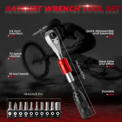 ROCKBROS 1/4-Inch Ratchet Socket Wrench Set 2.5-8mm Allen Hex Torx Sockets for Road Mountain Bike Maintenance