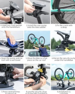 ROCKBROS Inverted Suction Cup Bike Rack Secure Mount for 1 Bike No Removal Needed