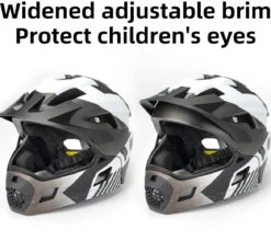 ROCKBROS Kids Full Face Bike Helmet Ages 5-14 Anti-Collision Detachable Chin