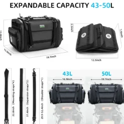 ROCKBROS 50L Expandable Motorcycle Tail Bag with Waterproof Rain Cover