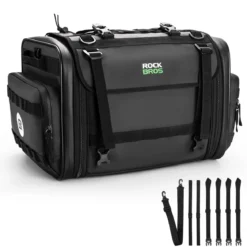 ROCKBROS 50L Expandable Motorcycle Tail Bag with Waterproof Rain Cover