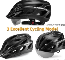 ROCKBROS Lightweight Cycling Helmet with Removable Goggles Sun Visor
