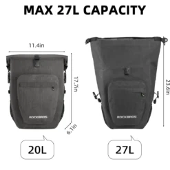 ROCKBROS 27L Waterproof Bike Pannier Bag Grocery Touring Cycling Large Capacity Rear Rack Bag