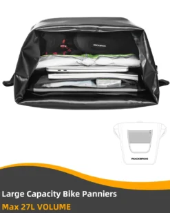 ROCKBROS 27L Waterproof Bike Pannier Bag Grocery Touring Cycling Large Capacity Rear Rack Bag