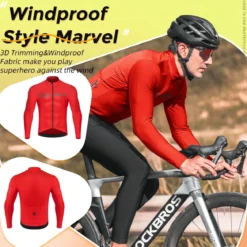 ROCKBROS Men's Long Sleeve Cycling Jersey with full zipper rear pockets perfect fit for outdoor sports