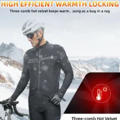 ROCKBROS Men's Long Sleeve Cycling Jersey with full zipper rear pockets perfect fit for outdoor sports