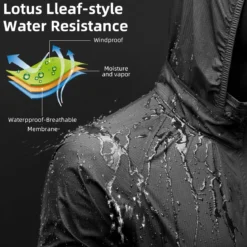 ROCKBROS Men's Waterproof Cycling Rain Jacket with Hood, Lightweight Reflective