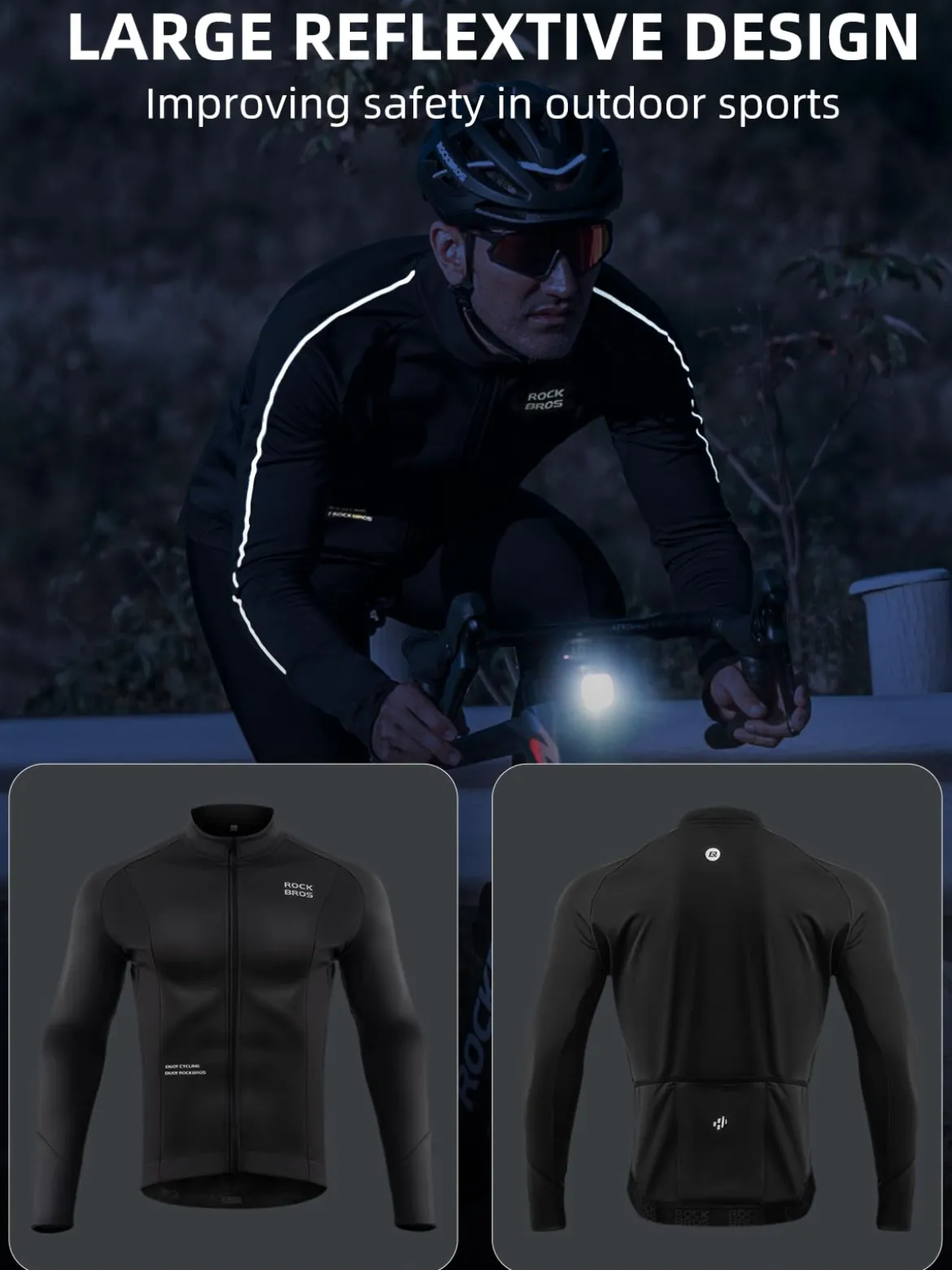 ROCKBROS Men’s Winter Cycling Jacket Thermal Windproof Softshell for Road MTB