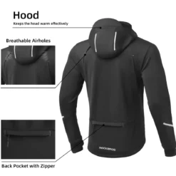 ROCKBROS Men's Winter Cycling Jacket for 5–32°F Thermal Windproof for Biking, Running, Hiking