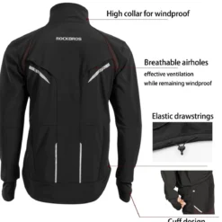 ROCKBROS Men's Winter Cycling Jacket for 5–32°F Thermal Windproof for Biking, Running, Hiking