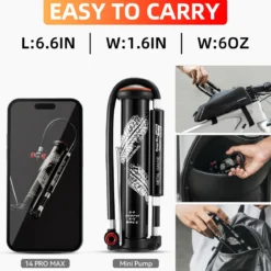 ROCKBROS Mini Portable Bike Pump with Hidden Gauge 220PSI