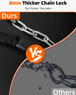 ROCKBROS 8mm Heavy Duty Anti-Theft Bike Chain Lock with Key - 3 Feet Long