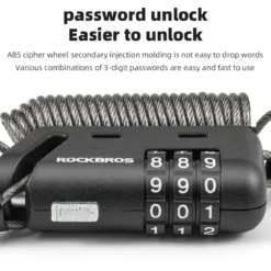 ROCKBROS 1.5M Portable Bicycle Cable Lock - Combination Helmet Lock
