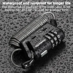ROCKBROS 1.5M Portable Bicycle Cable Lock - Combination Helmet Lock