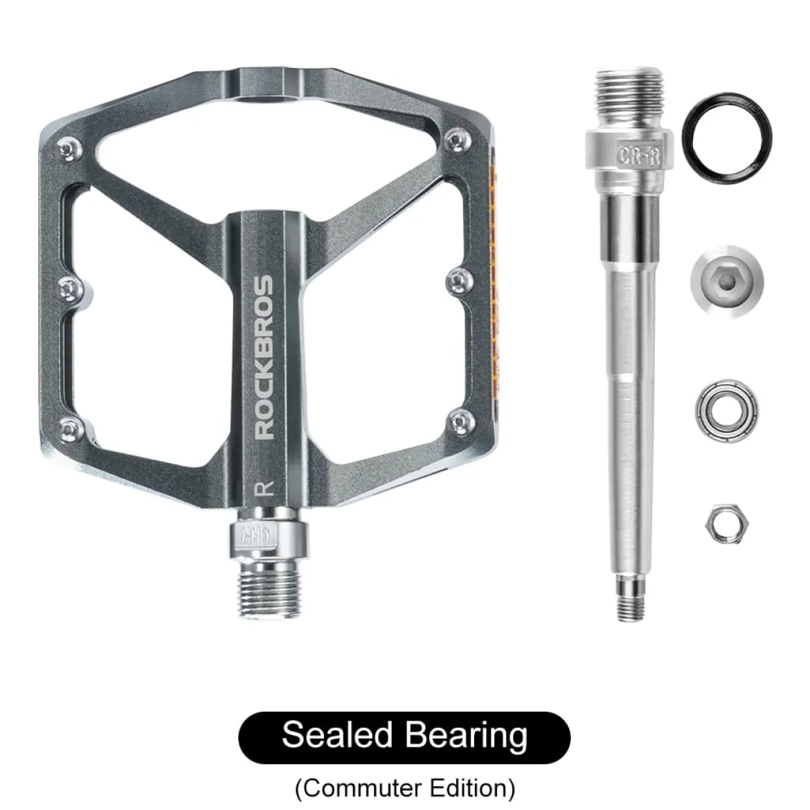 ROCKBROS MTB Reflective Aluminum Pedals 9/16" Sealed Bearing Lightweight