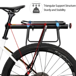 ROCKBROS Quick Release Rear Bike Rack, Aluminum Alloy Cargo Rack for Mountain Bikes