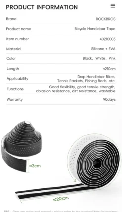 ROCKBROS Road Bike Handlebar Tape Eva Non-slip Shockproof