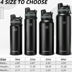 ROCKBROS Stainless Steel Insulated Water Bottle with Straw