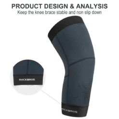 ROCKBROS Thermal Knee Warmer Men Anti-Slip Knee Brace Sleeves for Winter Cycling Basketball