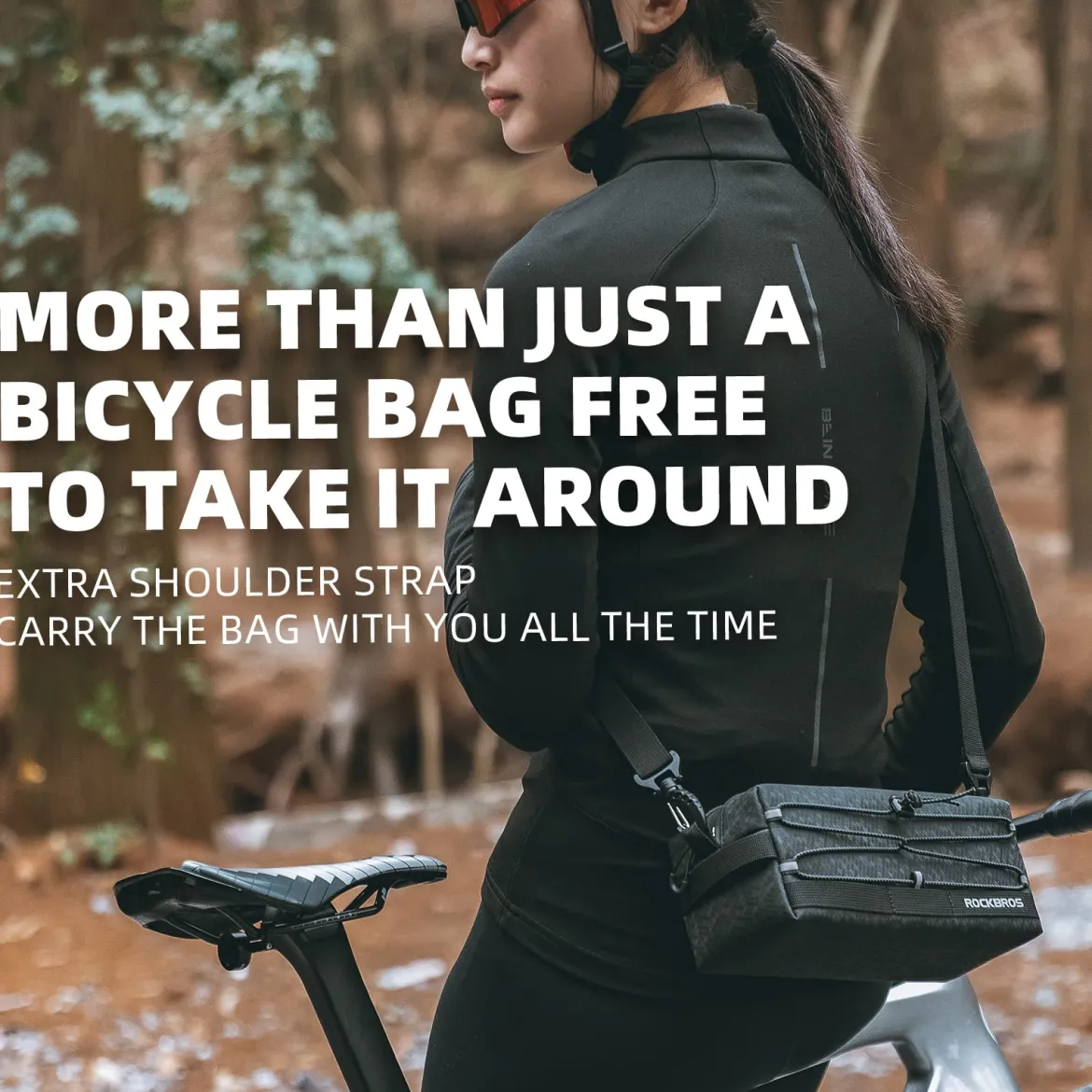 ROCKBROS Waterproof Bike Handlebar Bag Front Frame Storage Bag with Shoulder Strap