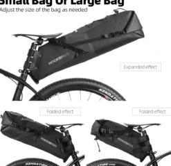 ROCKBROS Waterproof Bikepacking Saddle Bag 14L Adjustable Capacity Easy Install