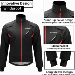 ROCKBROS Winter Cycling Jacket Thermal Fleece Windproof Jacket Running Biking Hiking