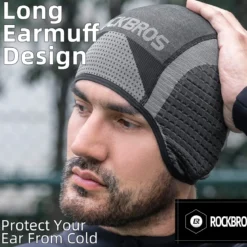 ROCKBROS Winter Cycling Skull Cap Thermal Helmet Liner with Earflaps for Men Women