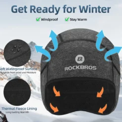 ROCKBROS Winter Skull Cap Helmet Liner, Thermal Cycling Beanie with Glasses Holes