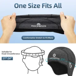 ROCKBROS Winter Skull Cap Helmet Liner, Thermal Cycling Beanie with Glasses Holes