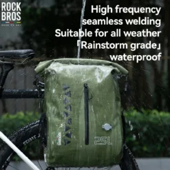 TL-153 25L Seamless 100% Waterproof Bike Panniers Rear Rack Bicycle Bag ROAD TO SKY
