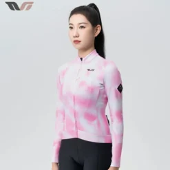 TVI Cycling Jersey Fleece Long Sleeve for 41–68 °F-Fantasy Pink